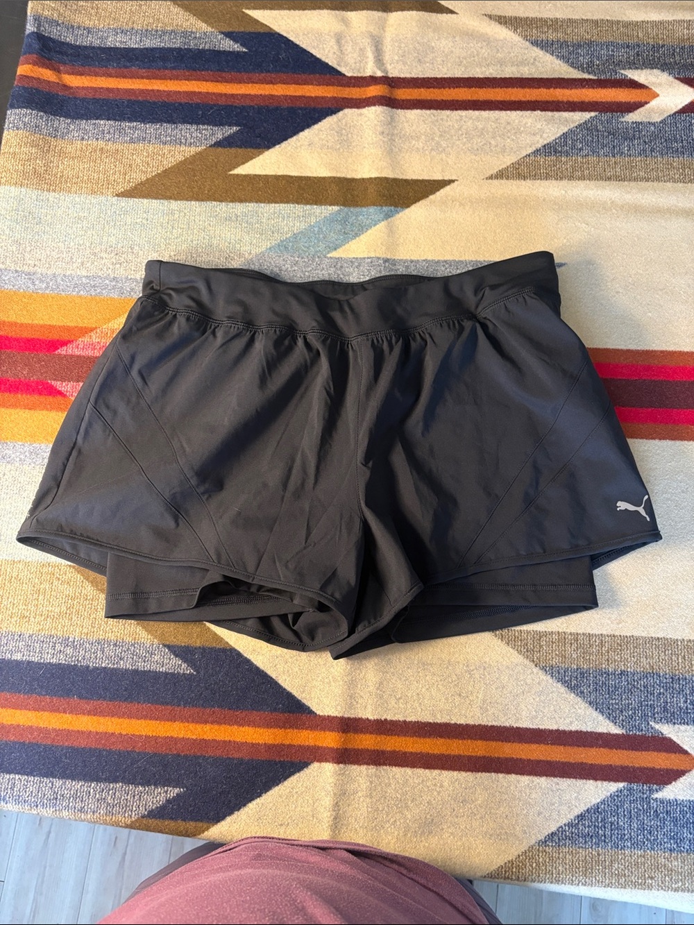 Puma Black Women's Athletic Layered Running Shorts